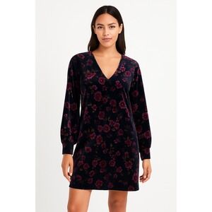 Velvet Floral Womens‎ Dress Sz Large Navy Moody Floral Whimsygoth Dark Romantic